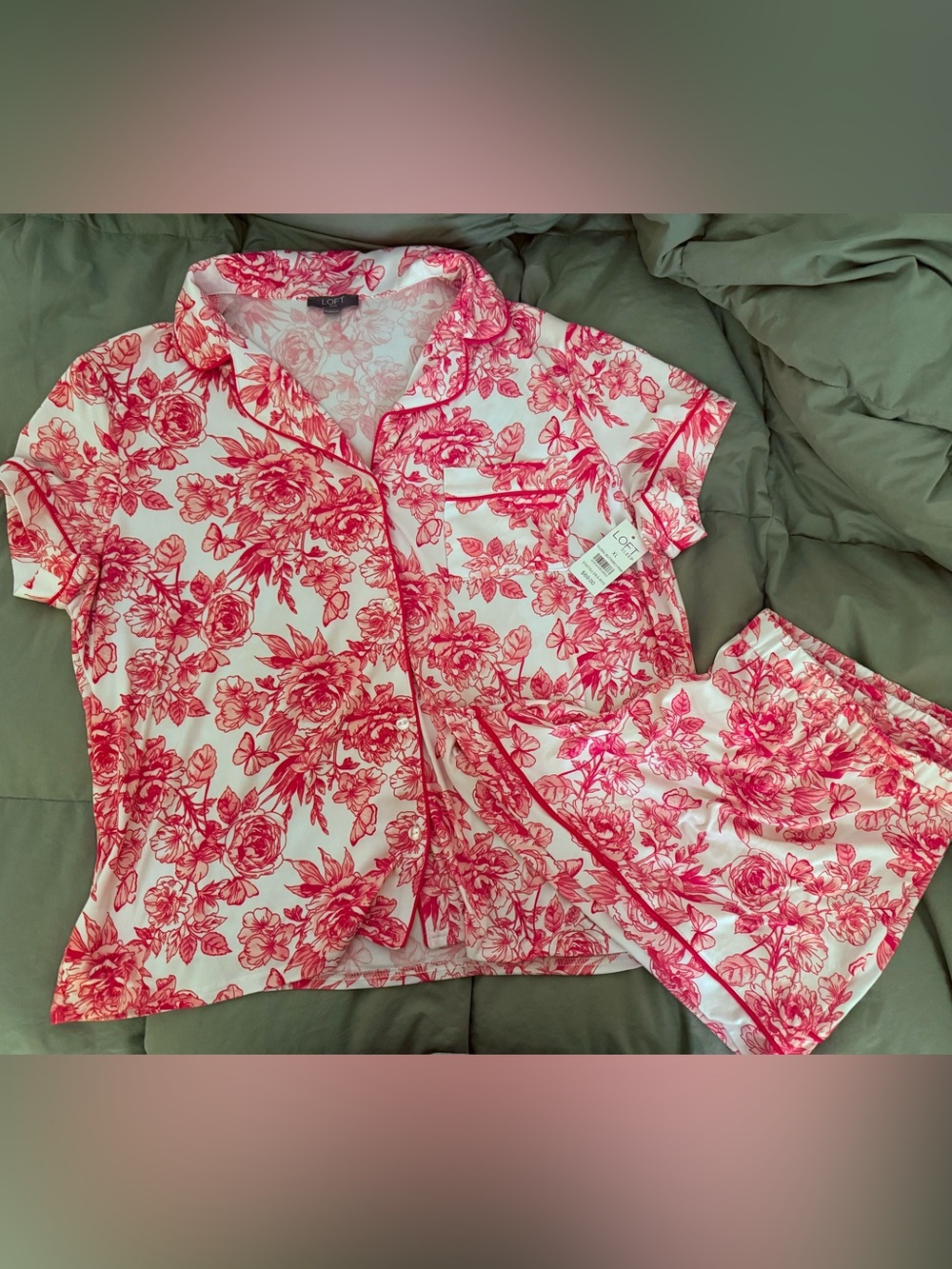 LOFT Pink Floral Pajama Set — NWT